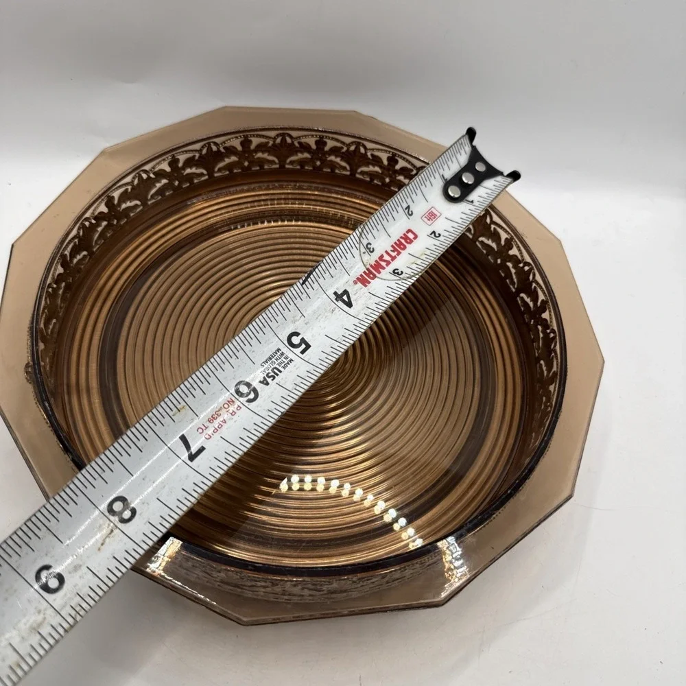 Vintage Hard Plastic Topaz Bowl‎ With Metal Silver Base/holder, Nuts, Candy